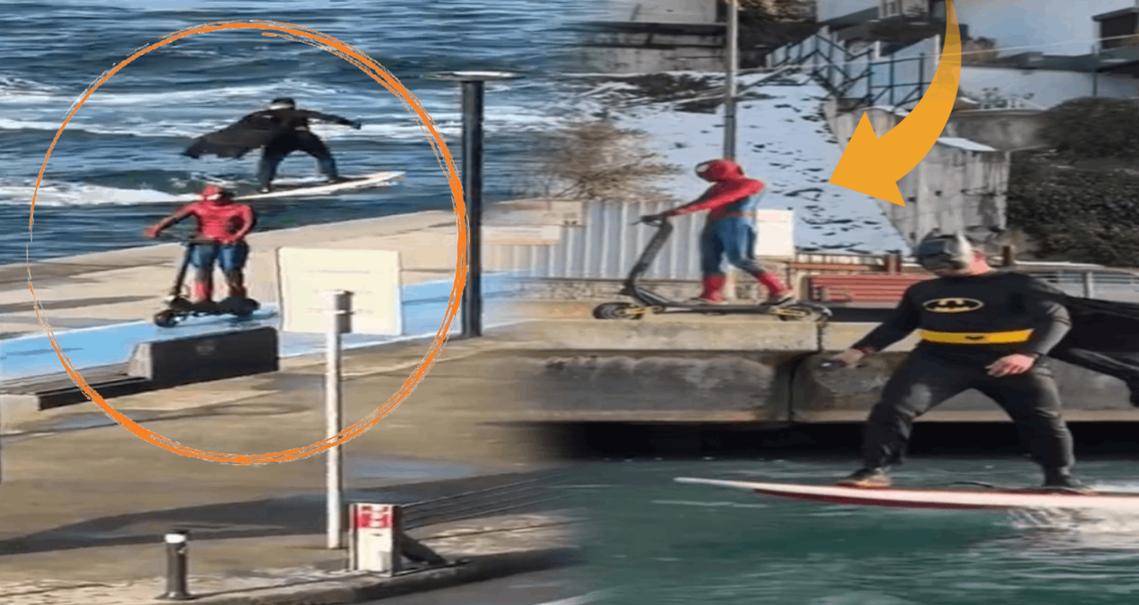 Boğazda sörf yapan Batman ile skuter kullanan Spider Man’in kim olduğu ortaya çıktı