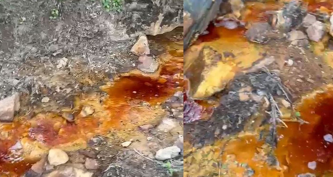 Çevre felaketi böyle görüntülendi! Suyun rengi kırmızıya döndü