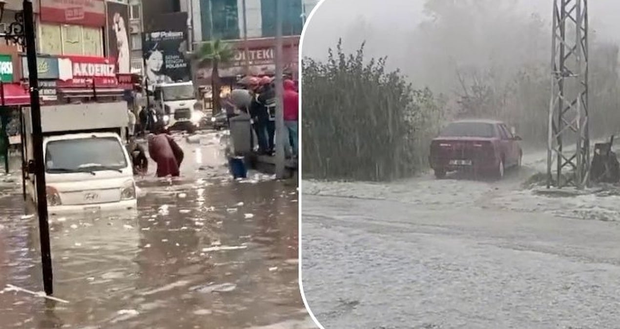 Zonguldak’ı dolu vurdu, kent beyaza büründü