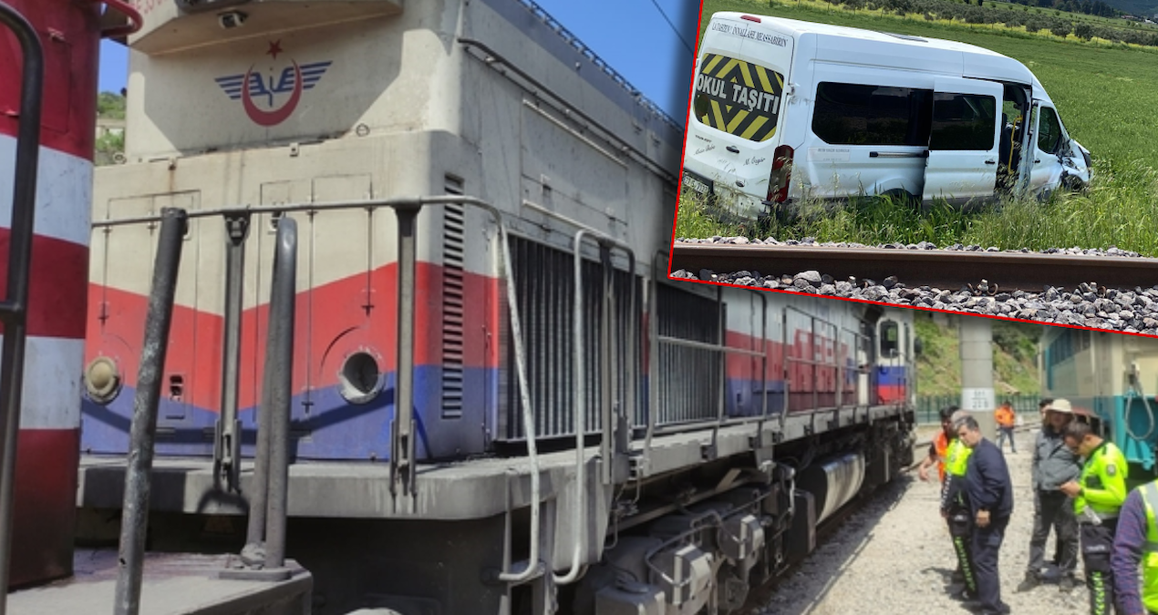 Gaziantep’te yürekler ağza geldi: Yük treni okul servisine çarptı