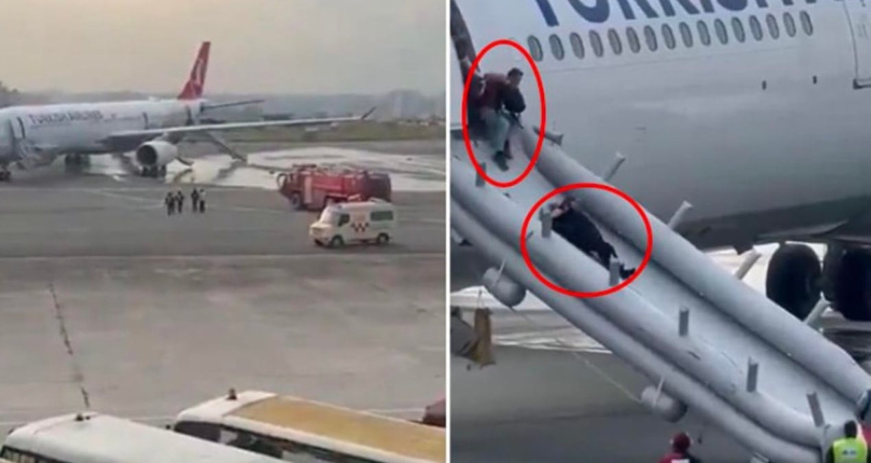 THY uçağında yangın paniği! Yolcular acil çıkışlardan tahliye edildi