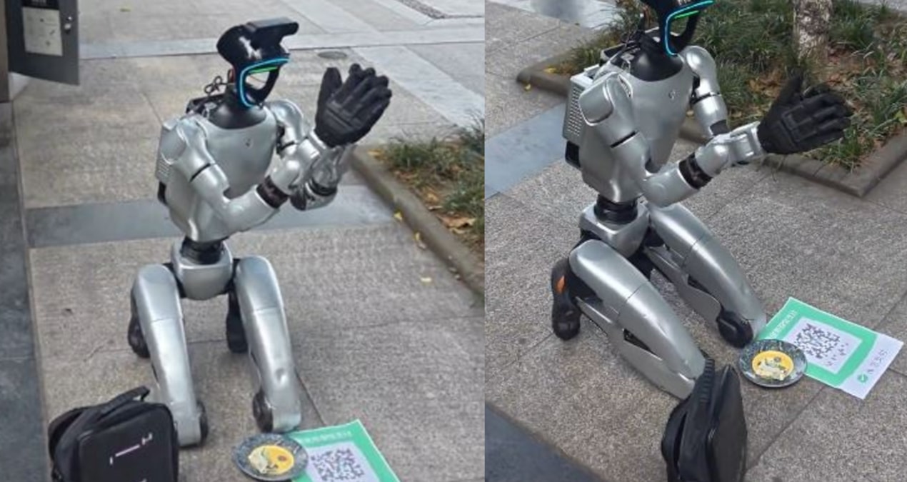 Sokakta diz çöktü dilendi: İnsansı robot ‘geçim derdi’ yüzünden yalvardı